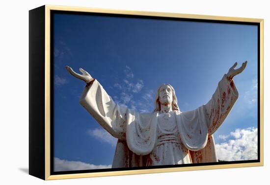 Statue of Jesus Christ with open arms in Delaj, Montenegro, Europe-Godong-Framed Premier Image Canvas