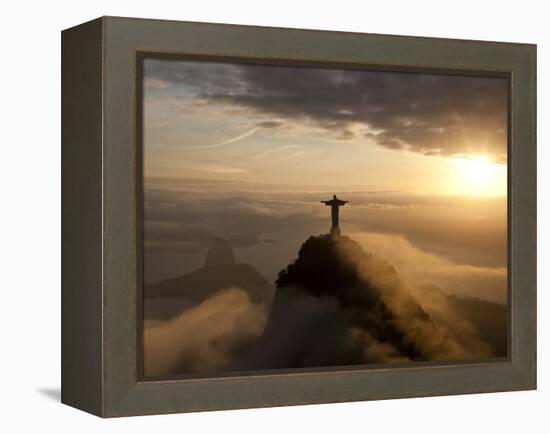 Statue of Jesus, known as Cristo Redentor (Christ the Redeemer), on Corcovado Mountain in Rio De Ja-Peter Adams-Framed Premier Image Canvas