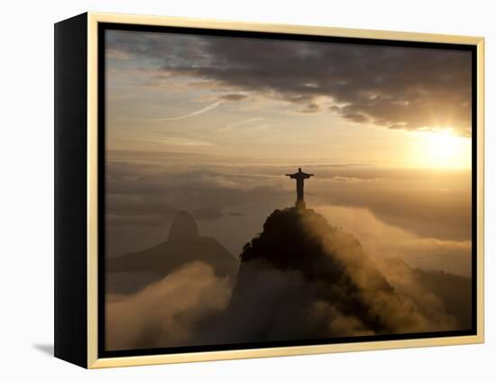 Statue of Jesus, known as Cristo Redentor (Christ the Redeemer), on Corcovado Mountain in Rio De Ja-Peter Adams-Framed Premier Image Canvas
