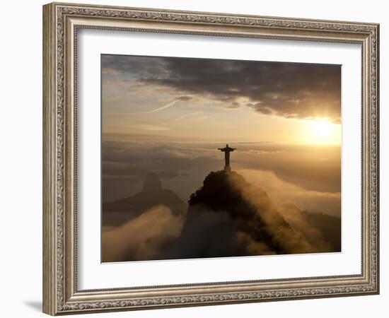 Statue of Jesus, known as Cristo Redentor (Christ the Redeemer), on Corcovado Mountain in Rio De Ja-Peter Adams-Framed Photographic Print