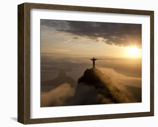 Statue of Jesus, known as Cristo Redentor (Christ the Redeemer), on Corcovado Mountain in Rio De Ja-Peter Adams-Framed Photographic Print