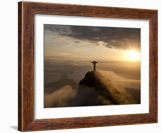 Statue of Jesus, known as Cristo Redentor (Christ the Redeemer), on Corcovado Mountain in Rio De Ja-Peter Adams-Framed Photographic Print