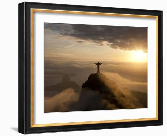 Statue of Jesus, known as Cristo Redentor (Christ the Redeemer), on Corcovado Mountain in Rio De Ja-Peter Adams-Framed Photographic Print