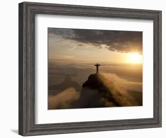 Statue of Jesus, known as Cristo Redentor (Christ the Redeemer), on Corcovado Mountain in Rio De Ja-Peter Adams-Framed Photographic Print