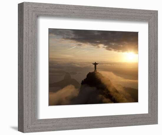 Statue of Jesus, known as Cristo Redentor (Christ the Redeemer), on Corcovado Mountain in Rio De Ja-Peter Adams-Framed Photographic Print