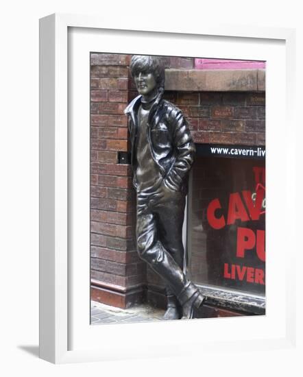 Statue of John Lennon Near the Original Cavern Club, Matthew Street, Liverpool, Merseyside-Ethel Davies-Framed Photographic Print