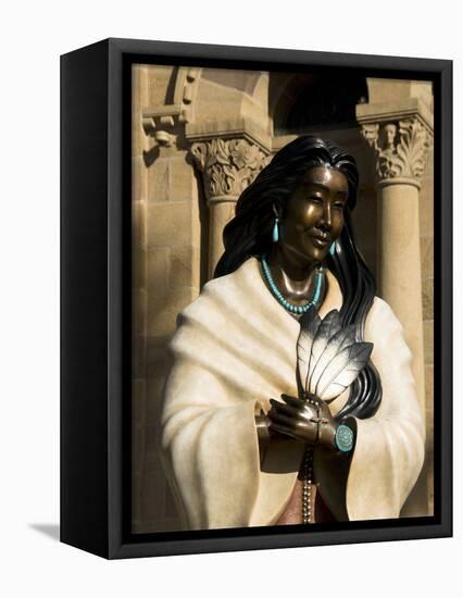 Statue of Kateri Tekakwitha, the Cathedral Basilica of St. Francis of Assisi, Santa Fe, New Mexico,-Richard Maschmeyer-Framed Premier Image Canvas