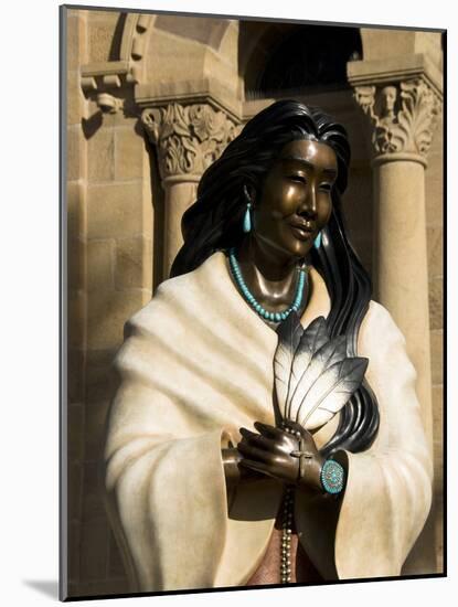 Statue of Kateri Tekakwitha, the Cathedral Basilica of St. Francis of Assisi, Santa Fe, New Mexico,-Richard Maschmeyer-Mounted Photographic Print