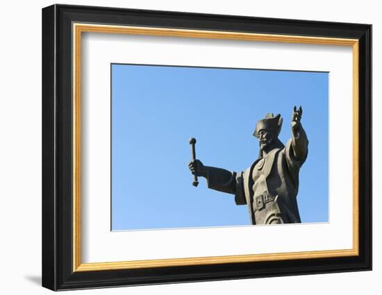 Statue of Kenesary Khan at the entrance to Turkestan, Kazakhstan.-Keren Su-Framed Photographic Print