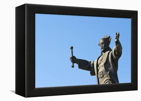 Statue of Kenesary Khan at the entrance to Turkestan, Kazakhstan.-Keren Su-Framed Premier Image Canvas