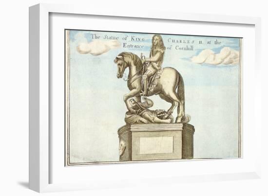 Statue of King Charles II (1630-85) at the Entrance of Cornhill, from 'A Book of the Prospects of T-Robert Morden-Framed Giclee Print