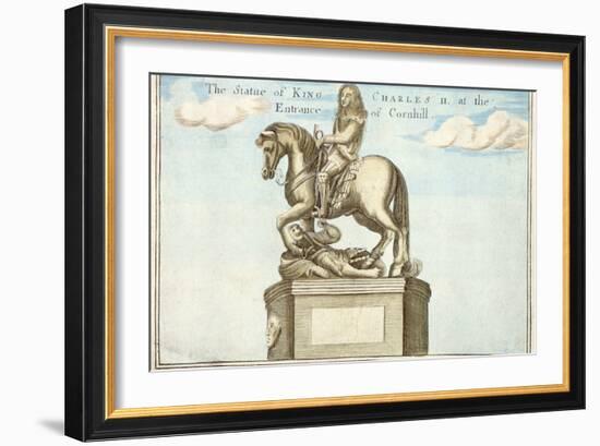 Statue of King Charles II (1630-85) at the Entrance of Cornhill, from 'A Book of the Prospects of T-Robert Morden-Framed Giclee Print