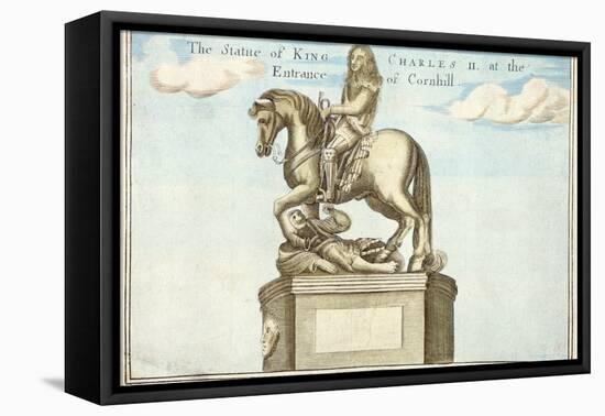 Statue of King Charles II (1630-85) at the Entrance of Cornhill, from 'A Book of the Prospects of T-Robert Morden-Framed Premier Image Canvas