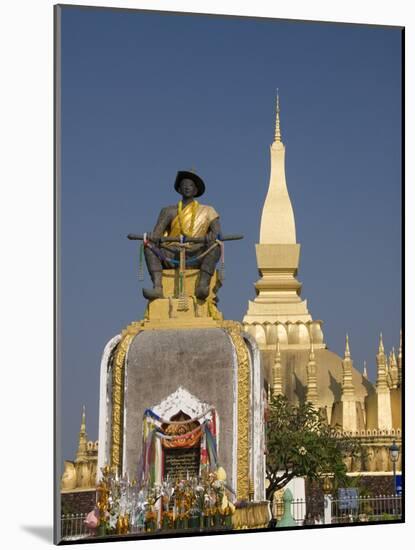 Statue of King Setthathirat with Pha That Luang in the Background, Vientiane, Laos, Indochina, Sout-Richard Maschmeyer-Mounted Photographic Print