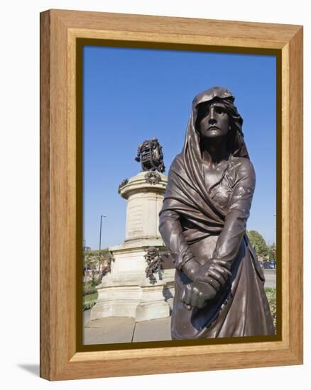 Statue of Lady Macbeth with William Shakespeare Behind, Stratford Upon Avon, Warwickshire, England,-David Hughes-Framed Premier Image Canvas