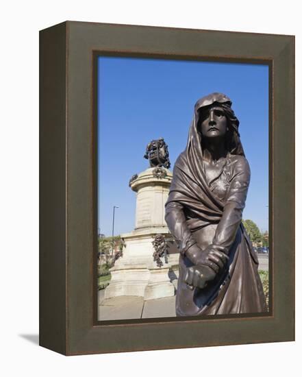 Statue of Lady Macbeth with William Shakespeare Behind, Stratford Upon Avon, Warwickshire, England,-David Hughes-Framed Premier Image Canvas