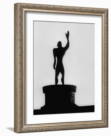 Statue of "Le Modulor," by Le Corbusier's Ratio of Architectural Design in Relation to Human Figure-James Burke-Framed Photographic Print