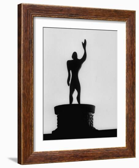 Statue of "Le Modulor," by Le Corbusier's Ratio of Architectural Design in Relation to Human Figure-James Burke-Framed Photographic Print