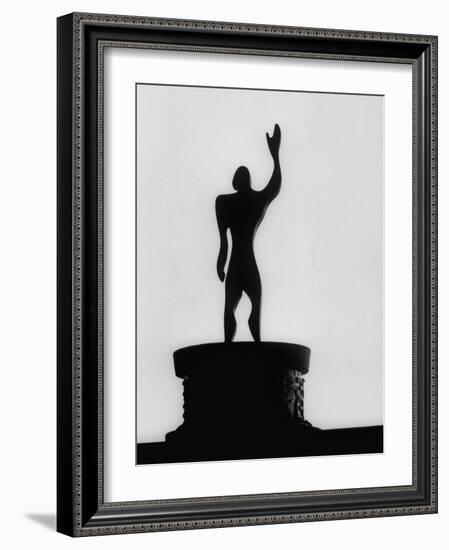 Statue of "Le Modulor," by Le Corbusier's Ratio of Architectural Design in Relation to Human Figure-James Burke-Framed Photographic Print