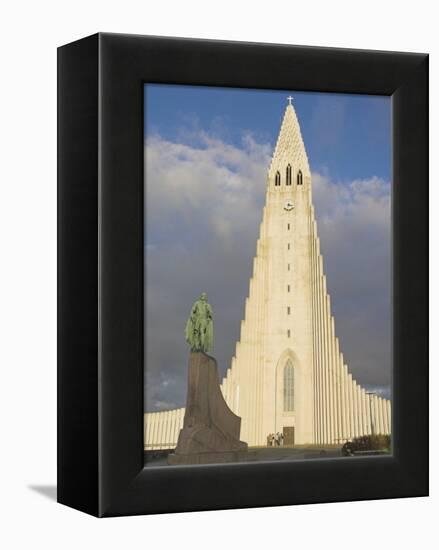 Statue of Leifur Eiriksson (Liefer Eriksson) and Hallgrimskirkja, Reykjavik, Iceland, Polar Regions-Neale Clarke-Framed Premier Image Canvas