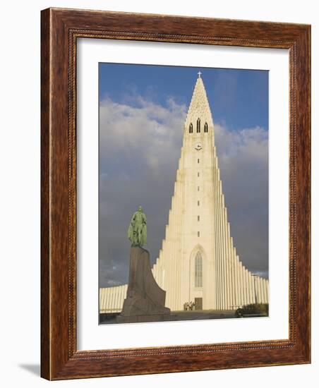 Statue of Leifur Eiriksson (Liefer Eriksson) and Hallgrimskirkja, Reykjavik, Iceland, Polar Regions-Neale Clarke-Framed Photographic Print