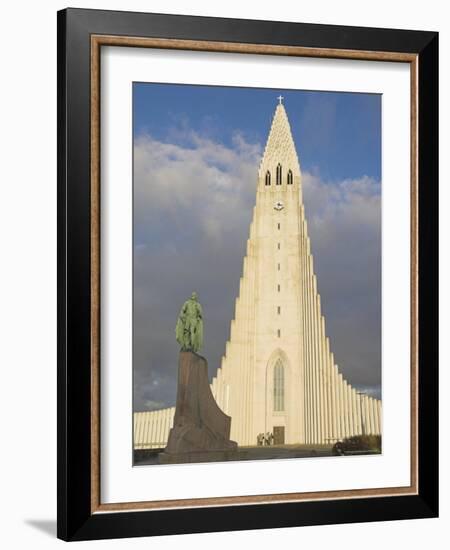 Statue of Leifur Eiriksson (Liefer Eriksson) and Hallgrimskirkja, Reykjavik, Iceland, Polar Regions-Neale Clarke-Framed Photographic Print