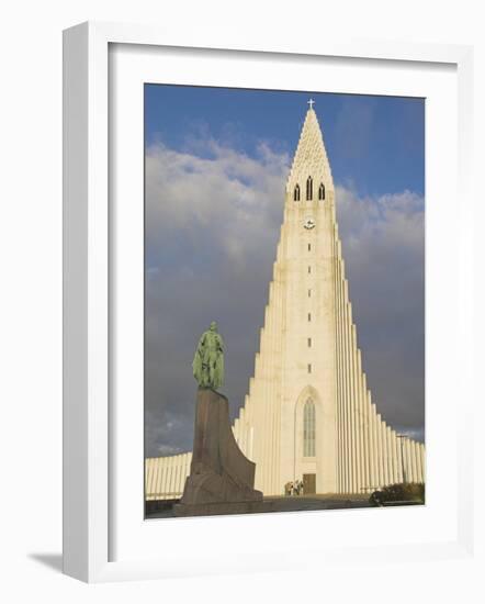 Statue of Leifur Eiriksson (Liefer Eriksson) and Hallgrimskirkja, Reykjavik, Iceland, Polar Regions-Neale Clarke-Framed Photographic Print