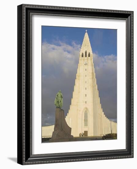 Statue of Leifur Eiriksson (Liefer Eriksson) and Hallgrimskirkja, Reykjavik, Iceland, Polar Regions-Neale Clarke-Framed Photographic Print