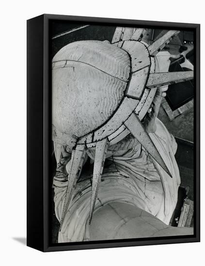 Statue of Liberty, Aerial Photo, 1940s-null-Framed Premier Image Canvas