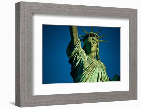 Statue of Liberty against blue sky, New York City, New York State, USA-null-Framed Photographic Print