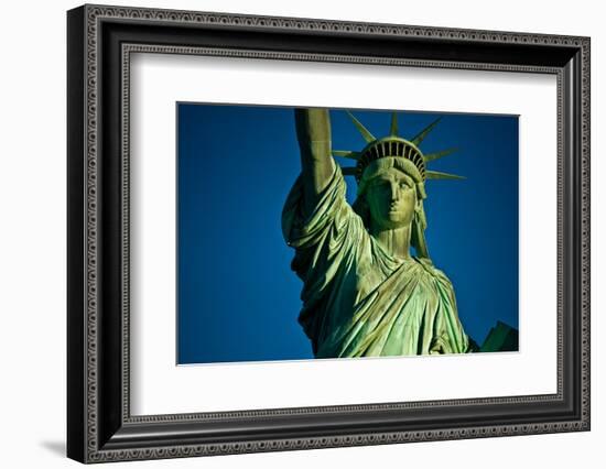 Statue of Liberty against blue sky, New York City, New York State, USA-null-Framed Photographic Print