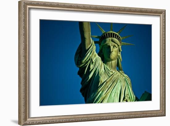 Statue of Liberty against blue sky, New York City, New York State, USA-null-Framed Photographic Print