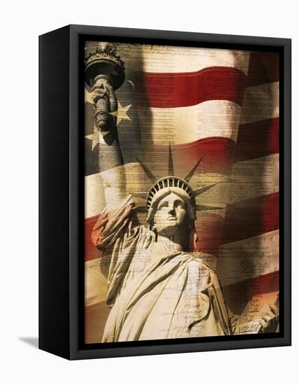 Statue of Liberty and American Flag-Joseph Sohm-Framed Premier Image Canvas