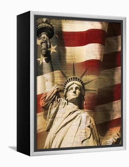 Statue of Liberty and American Flag-Joseph Sohm-Framed Premier Image Canvas