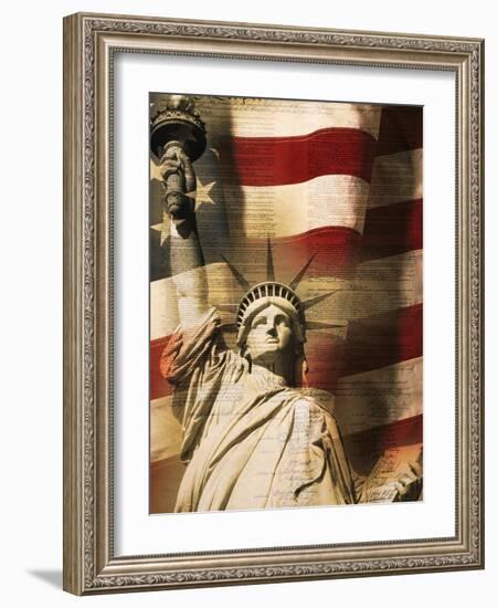 Statue of Liberty and American Flag-Joseph Sohm-Framed Photographic Print