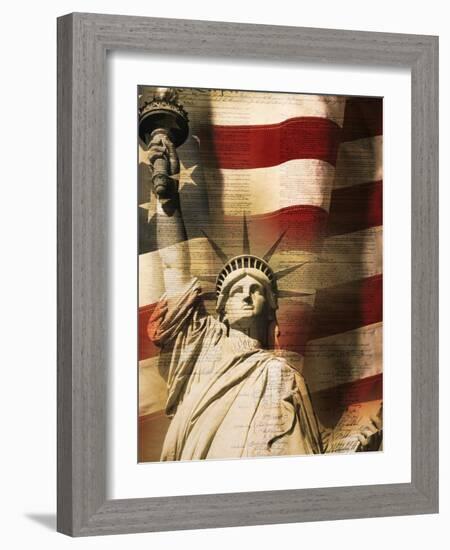 Statue of Liberty and American Flag-Joseph Sohm-Framed Photographic Print