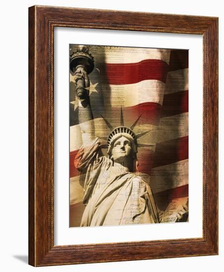 Statue of Liberty and American Flag-Joseph Sohm-Framed Photographic Print