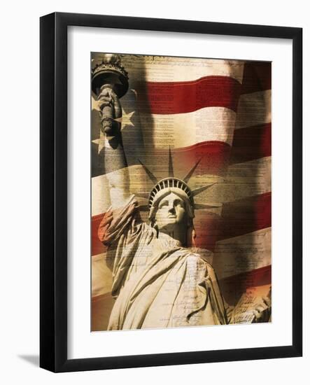 Statue of Liberty and American Flag-Joseph Sohm-Framed Photographic Print