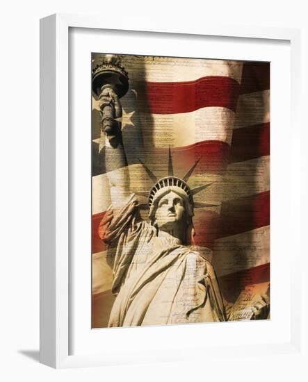 Statue of Liberty and American Flag-Joseph Sohm-Framed Photographic Print