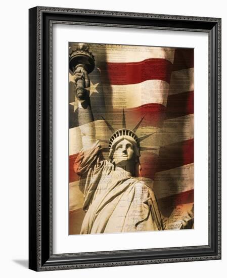 Statue of Liberty and American Flag-Joseph Sohm-Framed Photographic Print