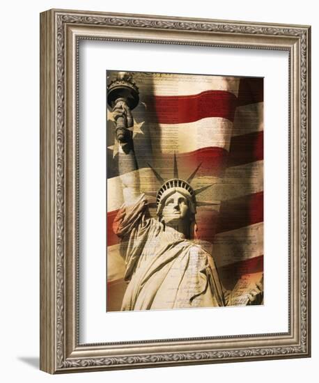 Statue of Liberty and American Flag-Joseph Sohm-Framed Photographic Print