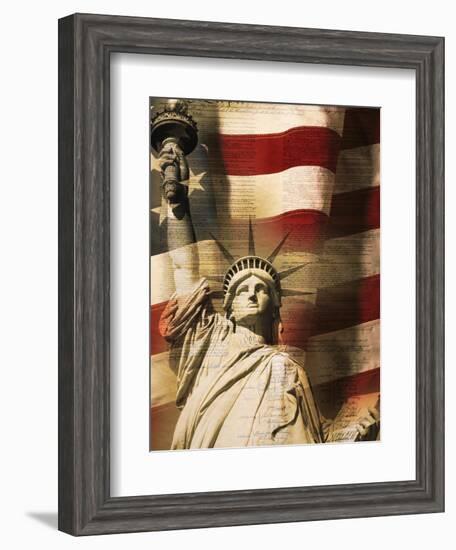 Statue of Liberty and American Flag-Joseph Sohm-Framed Photographic Print