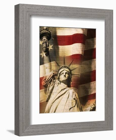 Statue of Liberty and American Flag-Joseph Sohm-Framed Photographic Print