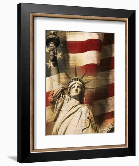 Statue of Liberty and American Flag-Joseph Sohm-Framed Photographic Print