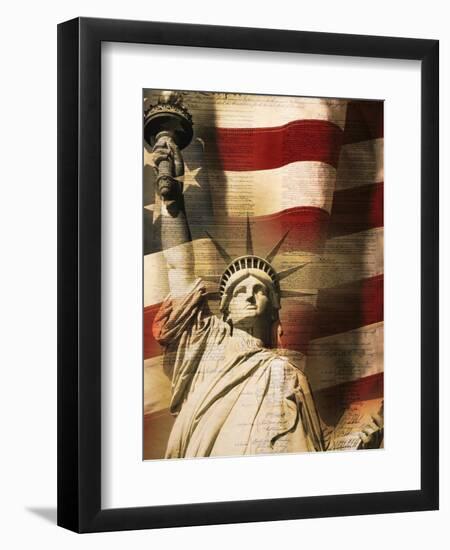 Statue of Liberty and American Flag-Joseph Sohm-Framed Photographic Print