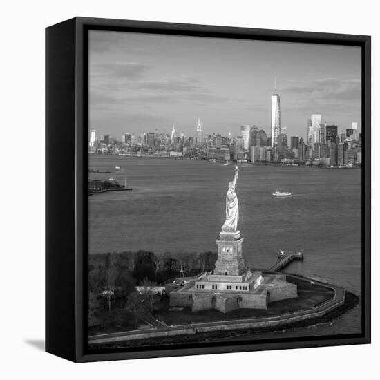 Statue of Liberty and Lower Manhattan, New York City, New York, USA-Jon Arnold-Framed Premier Image Canvas