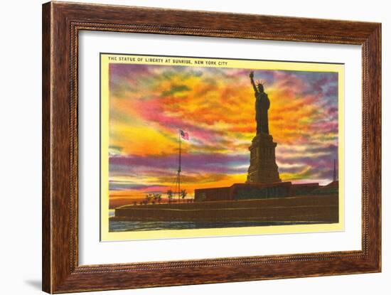 Statue of Liberty at Sunrise, New York City-null-Framed Art Print