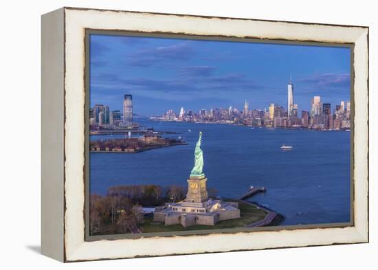 Statue of Liberty Jersey City and Lower Manhattan, New York City, New York, USA-Jon Arnold-Framed Premier Image Canvas