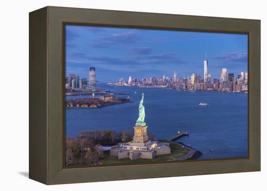 Statue of Liberty Jersey City and Lower Manhattan, New York City, New York, USA-Jon Arnold-Framed Premier Image Canvas