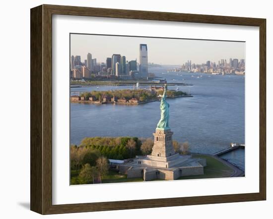 Statue of Liberty (Jersey City, Hudson River, Ellis Island and Manhattan Behind), New York, USA-Peter Adams-Framed Photographic Print